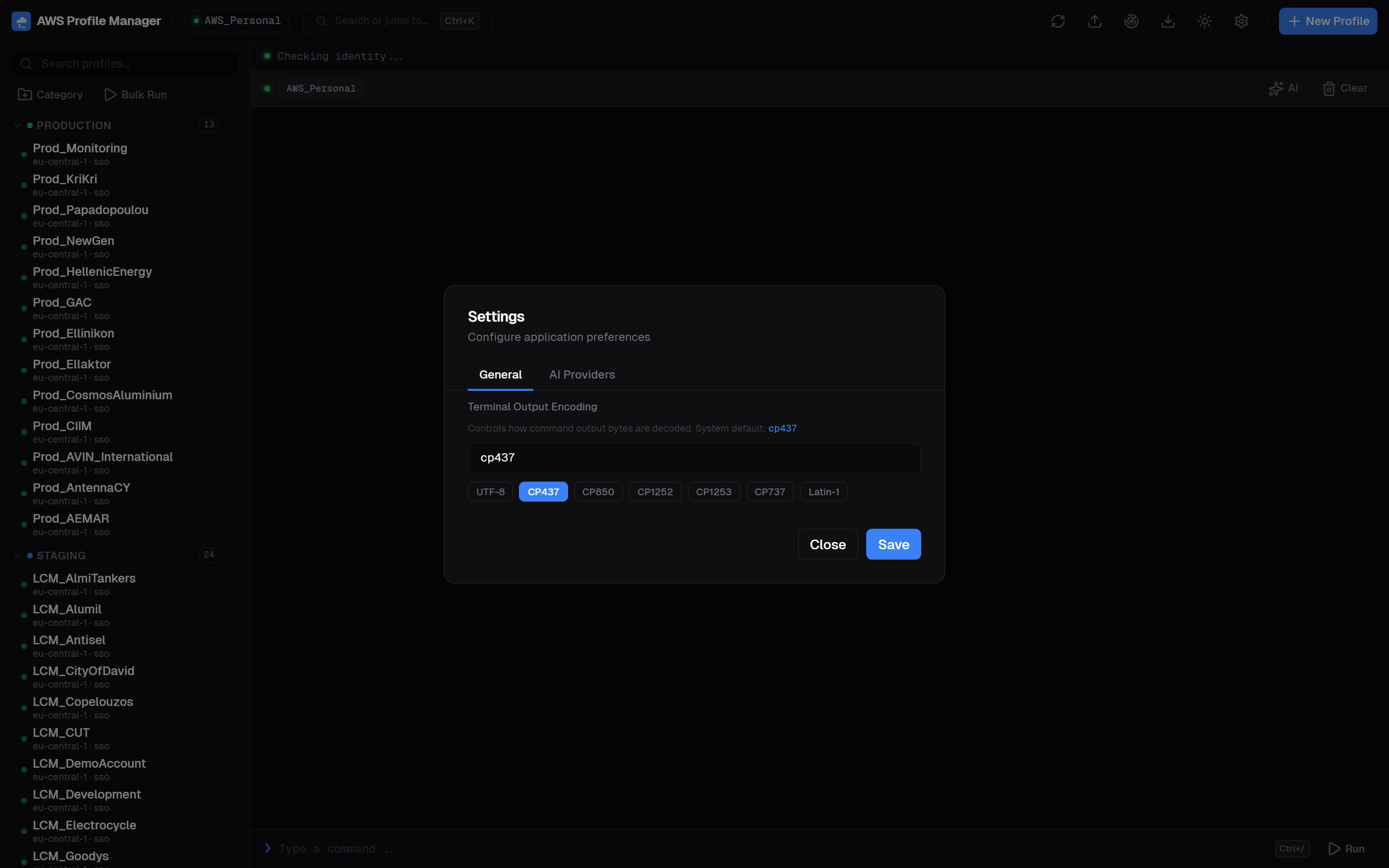 Terminal encoding settings